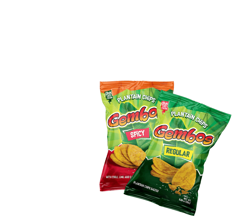 plantain chips gembos regular and spicy chips packets