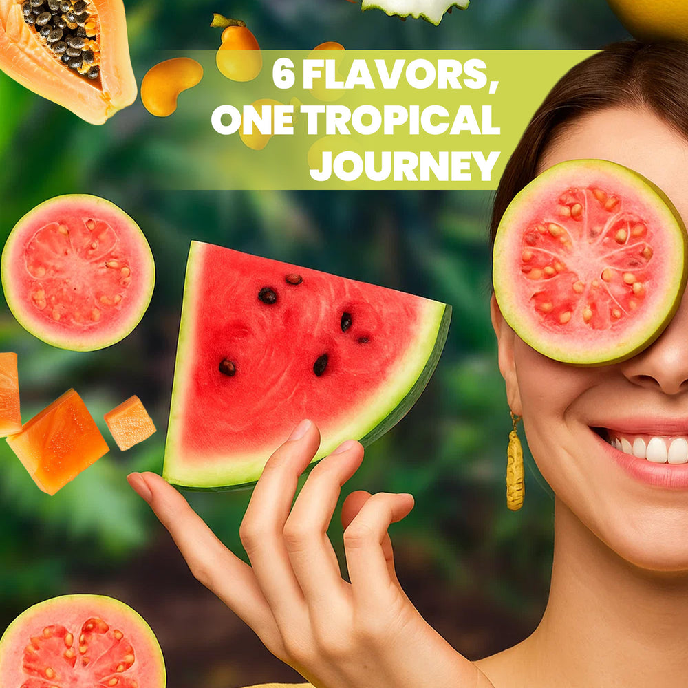 Paradise Juice Pack – Papaya, Mamey, Cashew, Guava, Soursop, Watermelon with Pulp, 16.5 Fl Oz, 6-Pack