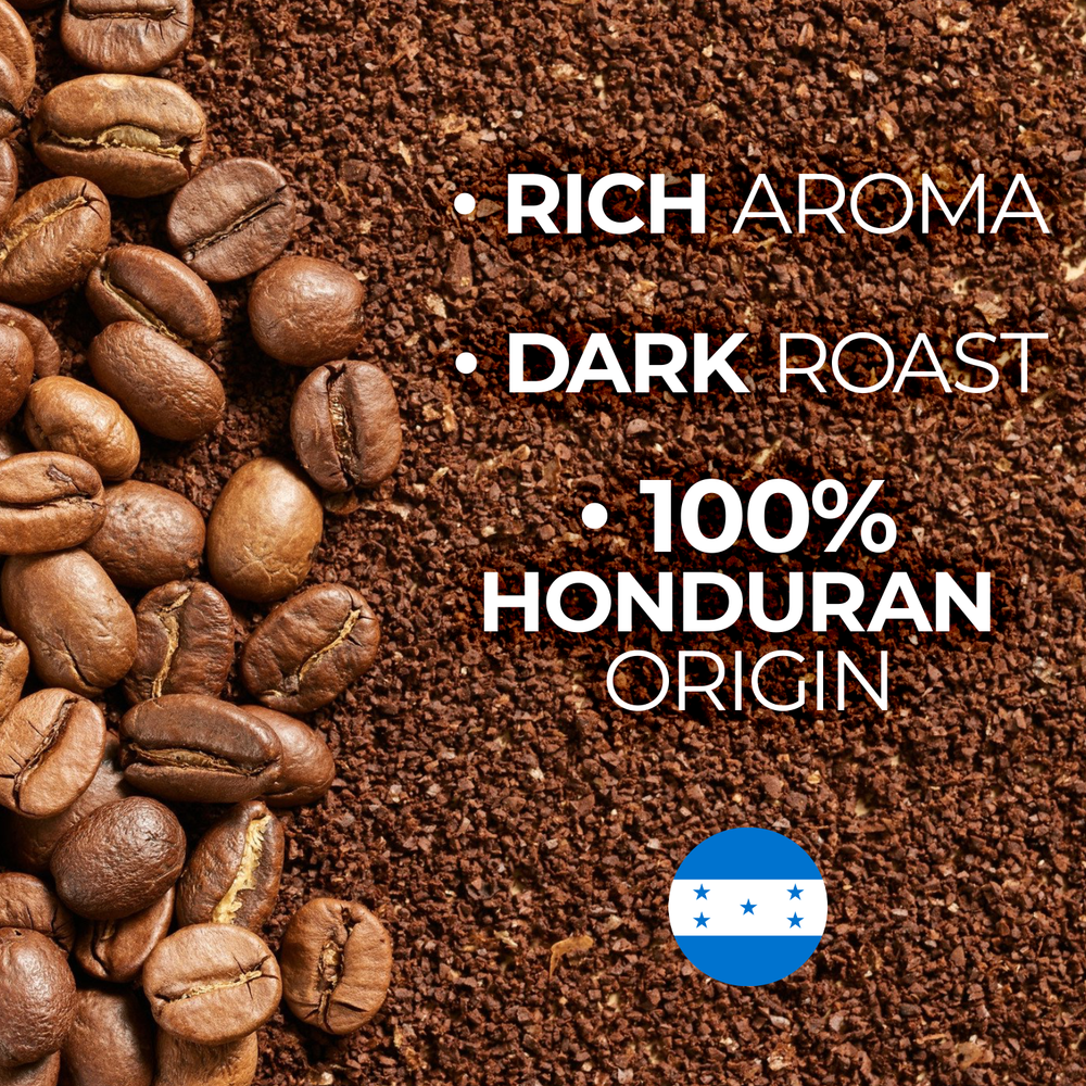Mi cafe es ORO – Ground Coffee 100% Honduran Dark Roast | Ideal for Drip Coffee, Espresso, or French Press Brewing, 18 Oz