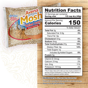 Avena Mosh Rolled Oats | Gluten Free, Quick Cooking, Non GMO, Healthy Snacks, 30 Oz