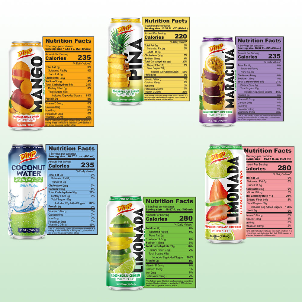 Tropical Classics Juice Pack – Mango, Pineapple, Passion Fruit, Coconut Water, Lemonade, Strawberry with Pulp, 16.5 Fl Oz, 6-Pack