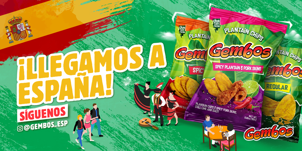 illegamos a espana, siguenos, 3 pack of chips.