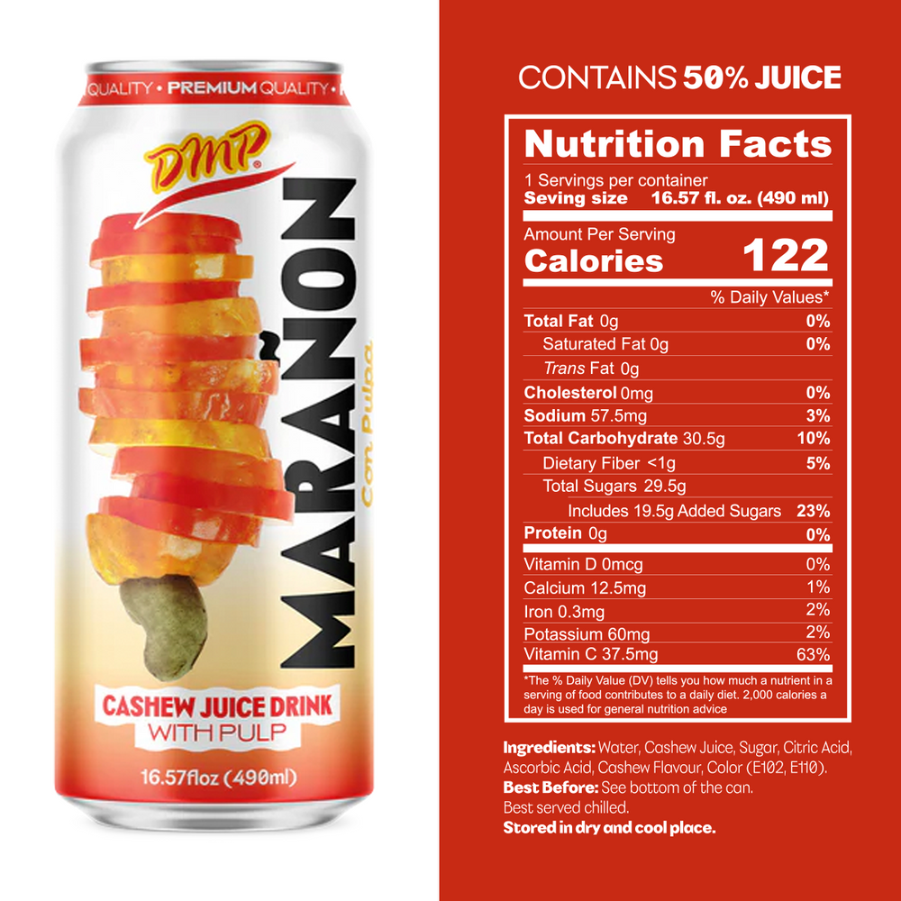 Cashew Juice with Pulp | Marañon Juice, Refreshing Fruit Beverage, 16.57 Fl Oz