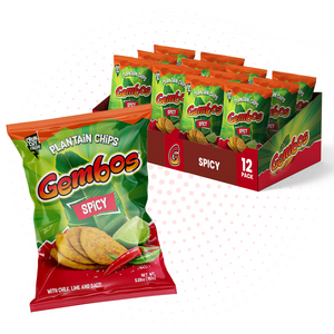 Gembos Spicy Plantain Chips | Chile Lime & Salt Flavor, Vegan Crunchy Snack Pack, 5.29 Oz