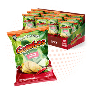 Gembos Spicy Plantain Chips | Chile Lime & Salt Flavor, Vegan Crunchy Snack Pack, 5.29 Oz