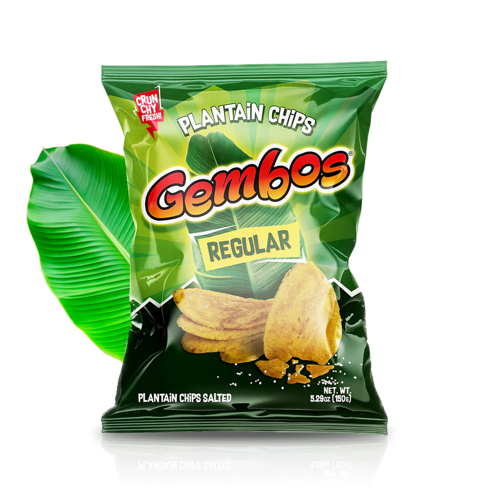 Gembos Plantain Chips with Salt | Crispy Vegan Healthy Chips Snack, 5.29 Oz