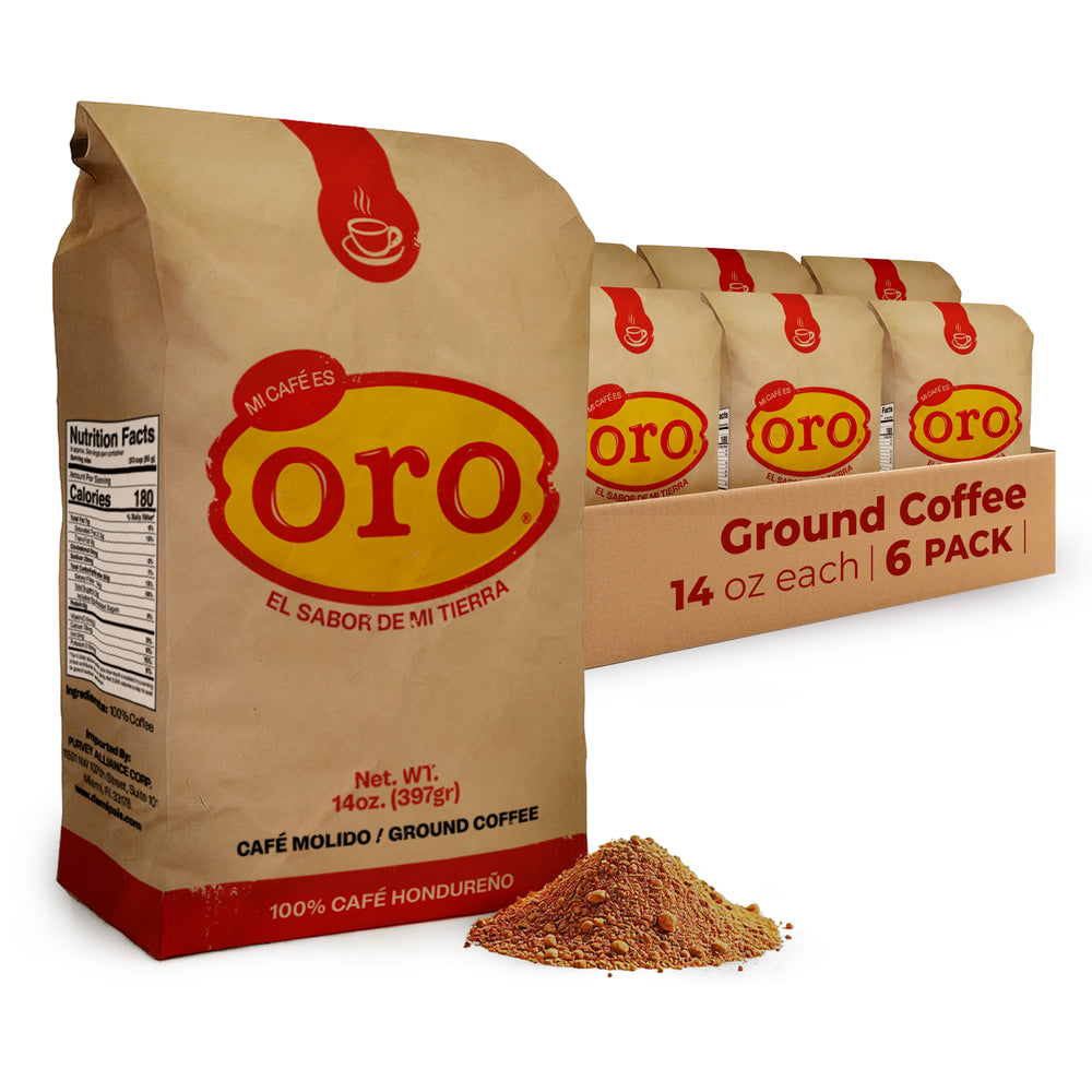 Mi cafe es ORO – Ground Coffee 100% Honduran Dark Roast | Ideal for Drip Coffee, Espresso, or French Press Brewing, 18 Oz