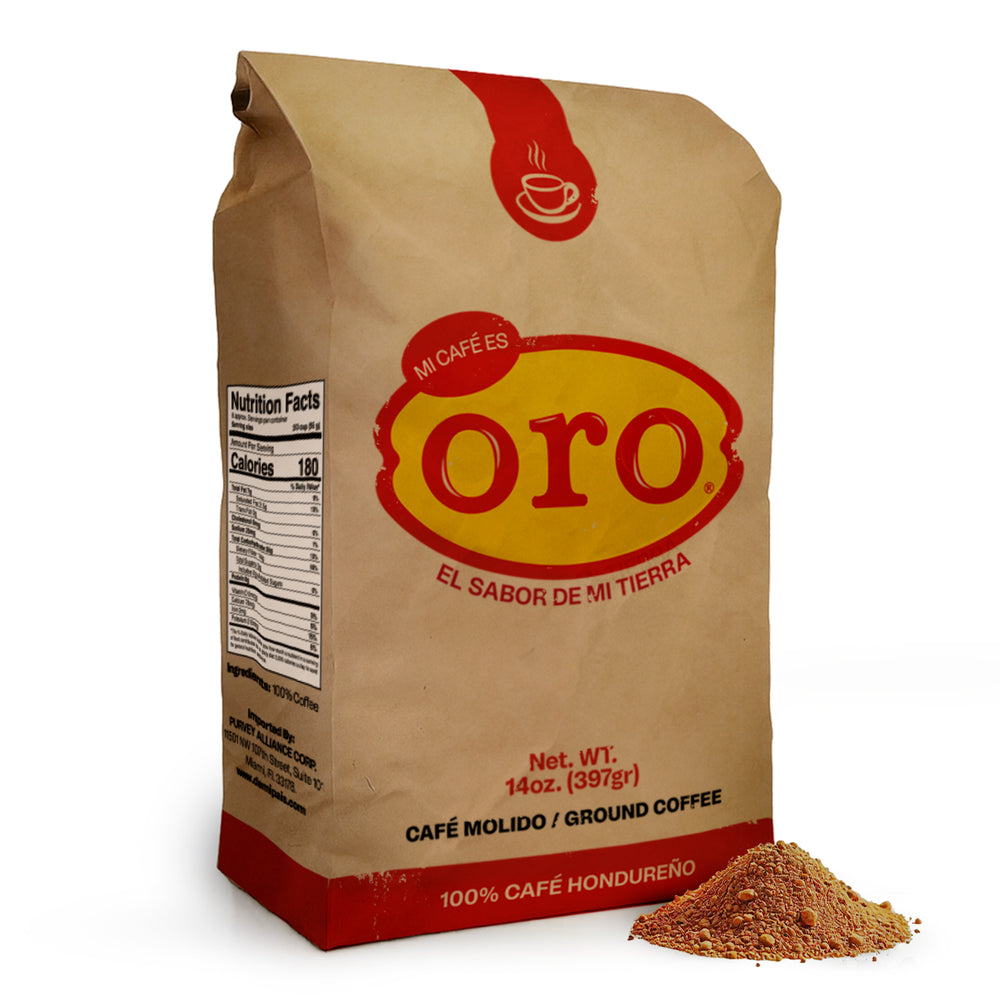 Mi cafe es ORO – Ground Coffee 100% Honduran Dark Roast | Ideal for Drip Coffee, Espresso, or French Press Brewing, 18 Oz