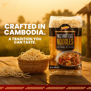 Traditional Instant Egg Noodles for Soup, Stir-Fry, Pasta or Ramen Recipes; Crafted in Cambodia