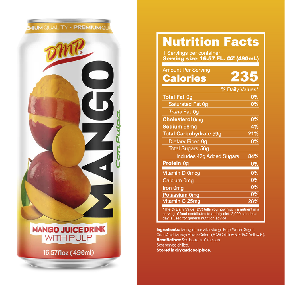 Mango Juice Drink with Pulp | Naturally Sweet Beverage, 16.57 Fl Oz