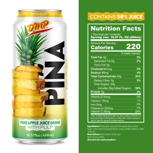 Pineapple Juice with Pulp | Refreshing Piña Fruit Drink, 16.57 Fl Oz
