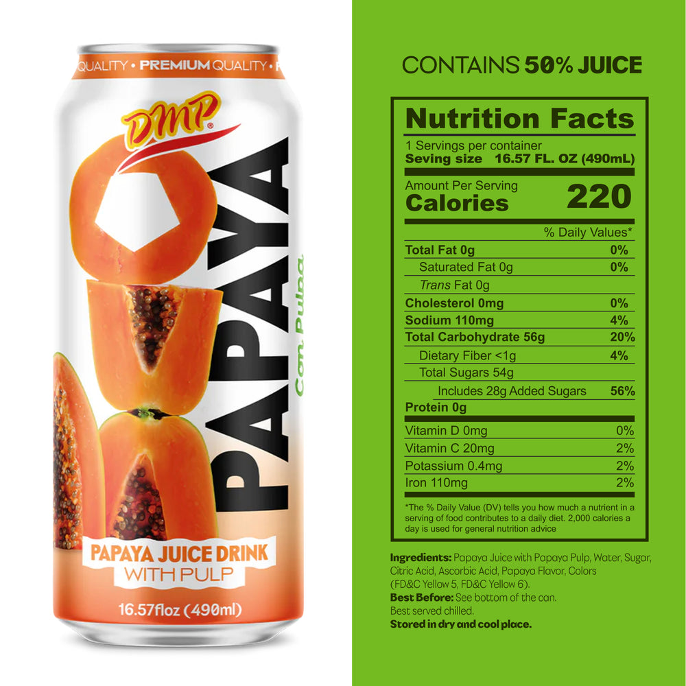 Papaya Juice with Pulp | Perfect Refreshment for Tropical Drinks, 16.57 Fl Oz