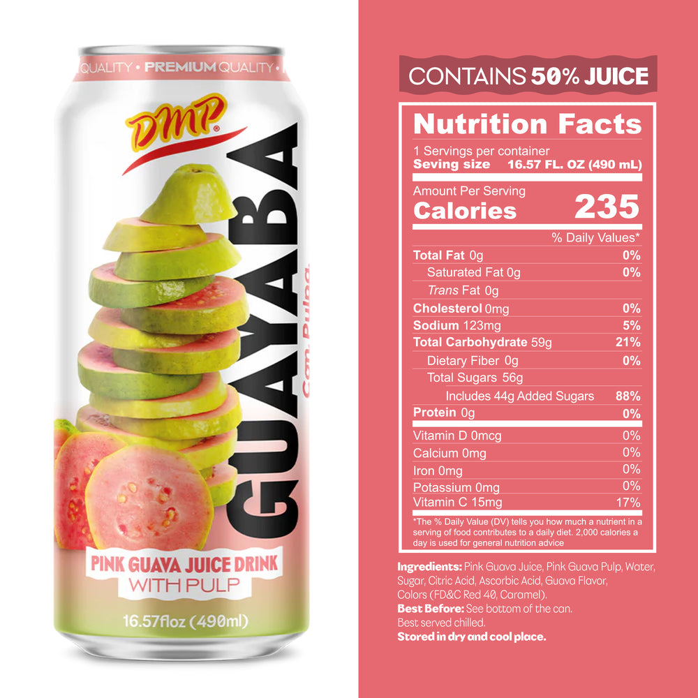 Guava Juice with Pulp | Fruit Beverage with Real Guayaba, Perfect for Drinks and Smoothies, 16.57 Fl Oz