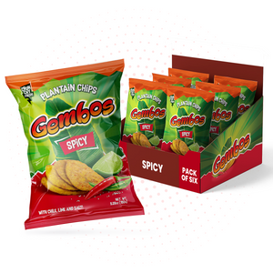 Gembos Spicy Plantain Chips | Chile Lime & Salt Flavor, Vegan Crunchy Snack Pack, 5.29 Oz