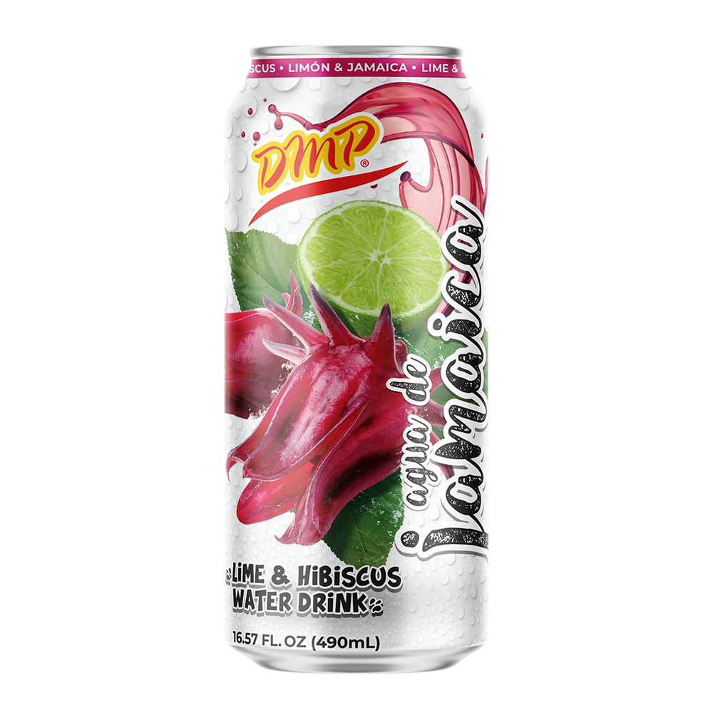 Jugo enlatado: Bebida de agua de hibisco con lima / Agua de Jamaica con limon